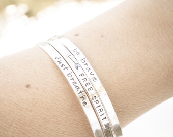 1 (One) THIN Sterling Silver CUFF  Personalized  Bracelet