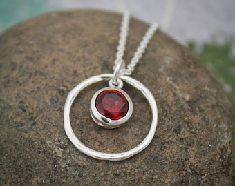January Birthstone Necklace in Sterling Silver