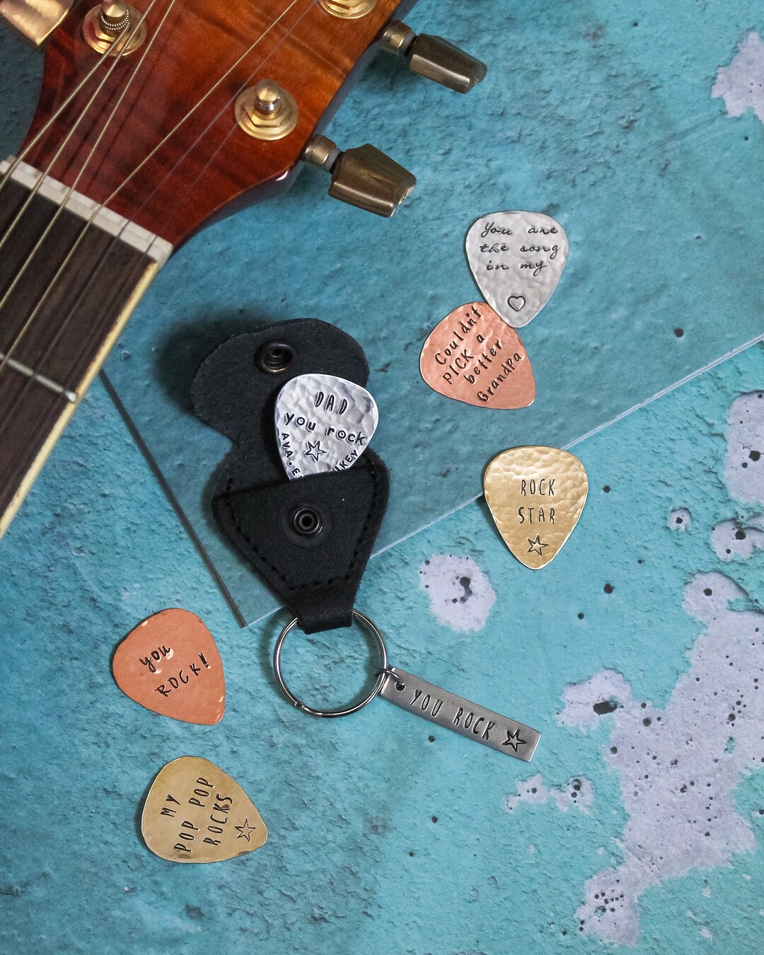 Guitar Pick Keychain With Case Father's Day Gifts Gifts - Etsy