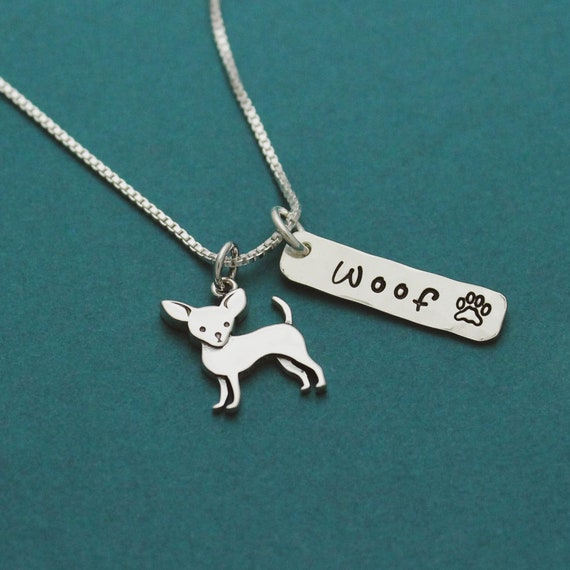Chihuahua Necklace Sterling Silver Chihuahua Dog Necklace