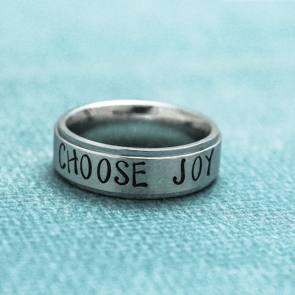 Personalized Ring, Customized Silver Ring, Hand Stamped Stainless Steel Name Ring, Shiny Silver Custom Ring, Promise Ring