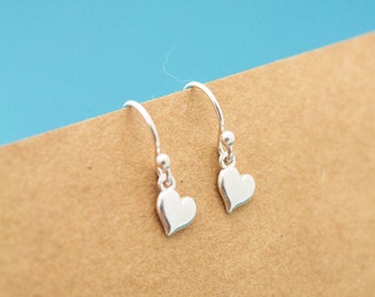 Tiny Cute Heart Earrings, Sterling Silver Heart Earrings, Valentine's Day Gift, Heart Jewelry, Gifts for Her