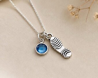 Sterling Silver Running Shoe Necklace with Birthstone, Personalized Runner Gift