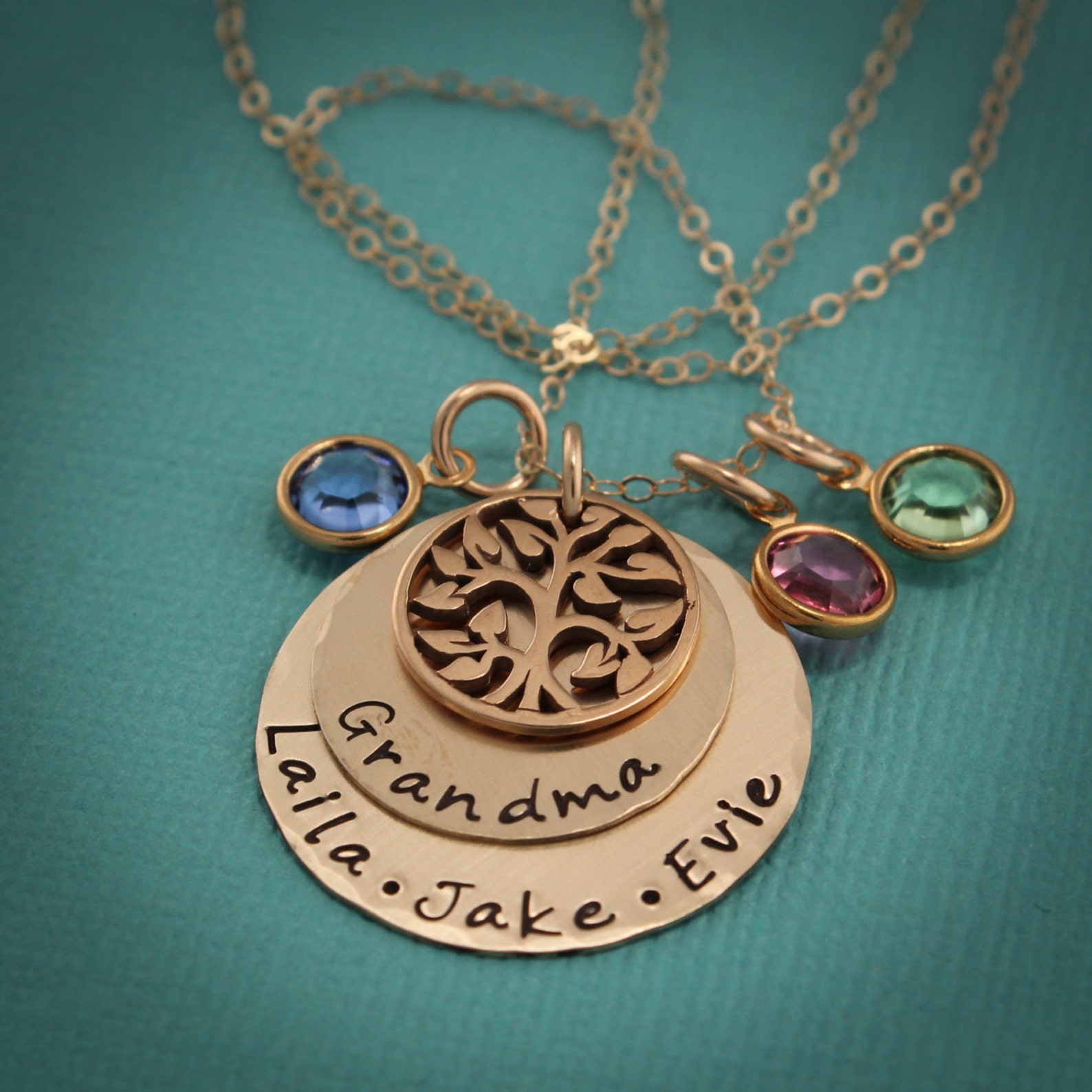 Gold Personalized Grandmother Necklace With Grandchildren Etsy