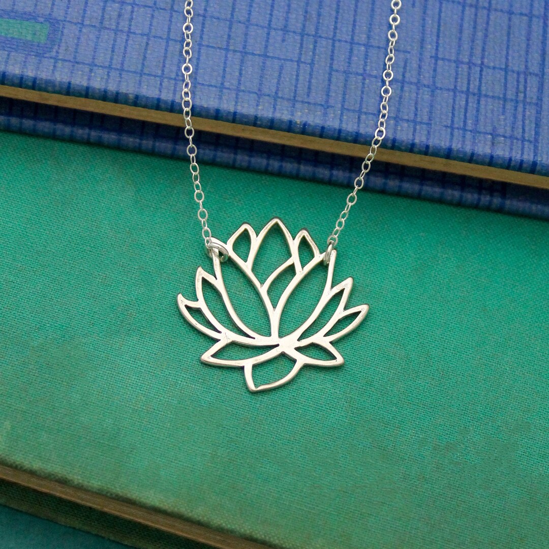 Sterling Silver LOTUS Necklace Lotus Flower Necklace Flower Etsy