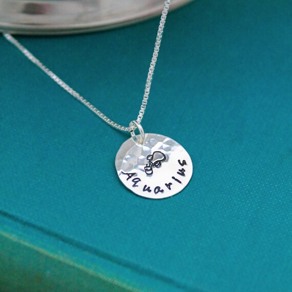 Aquarius Constellation Women's Necklace Zodiac Bar Pendant Silver Chai –  Lulugem.com