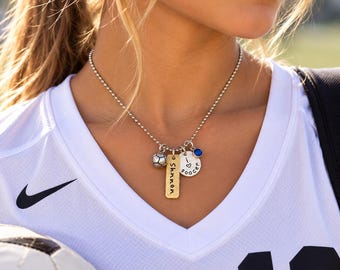 Personalized Soccer Ball Necklace: Sterling Silver Charm, Birthstone