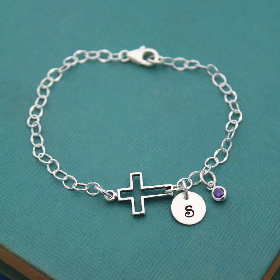 Personalized Cross Charm Bracelet Communion Bracelet Hand Etsy
