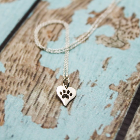 Sterling Silver Heart Paw Print Necklace: Pet Lover Gift Canada