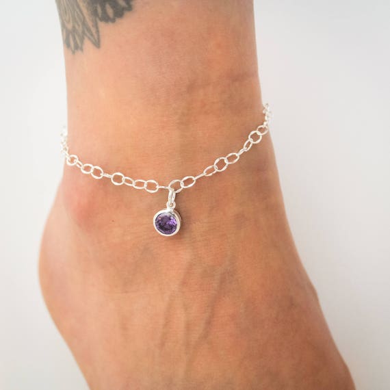 Personalized Birthstone Anklet Crystal Birthstone Anklet Mom