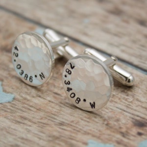 Personalized Latitude Longitude Cuff Links, Coordinate Cufflinks, Personalized Cuff Links, Cuff Links with Box, Men's Gift Father's Day Gift image 3