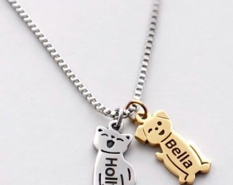 Personalized Cute Dog or Cat Necklace: Engraved with Their Names!