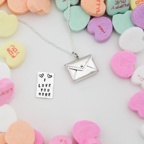 Envelope Letter Necklace, Cute Personalized Letter Necklace, Valentine's Day Gift, Love Letter Necklace, Locket Necklace, Gifts for Her