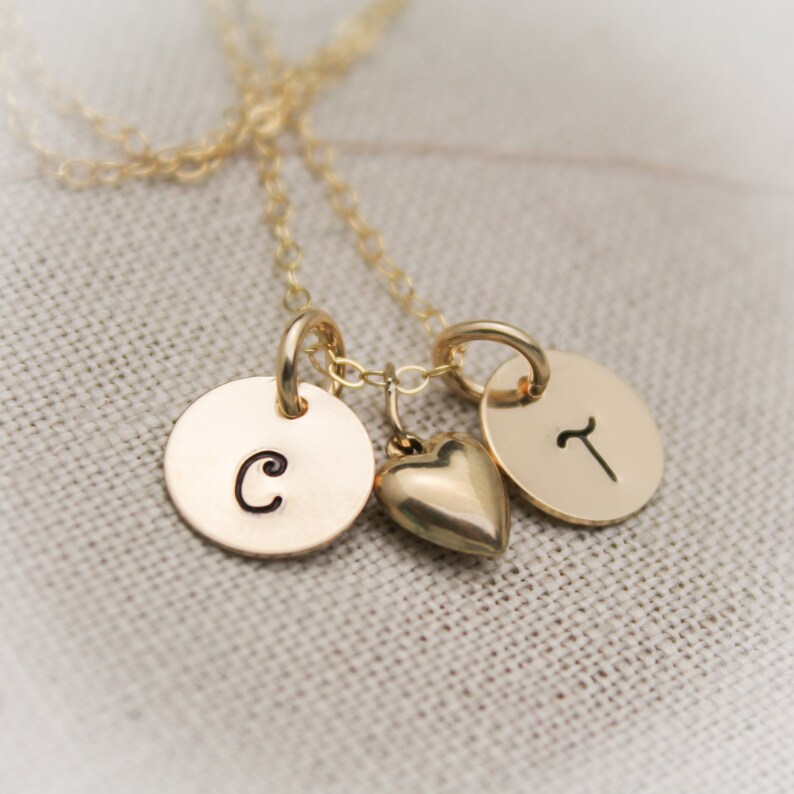 14K Gold Filled Couples Two Initial Monogram Necklace With Etsy