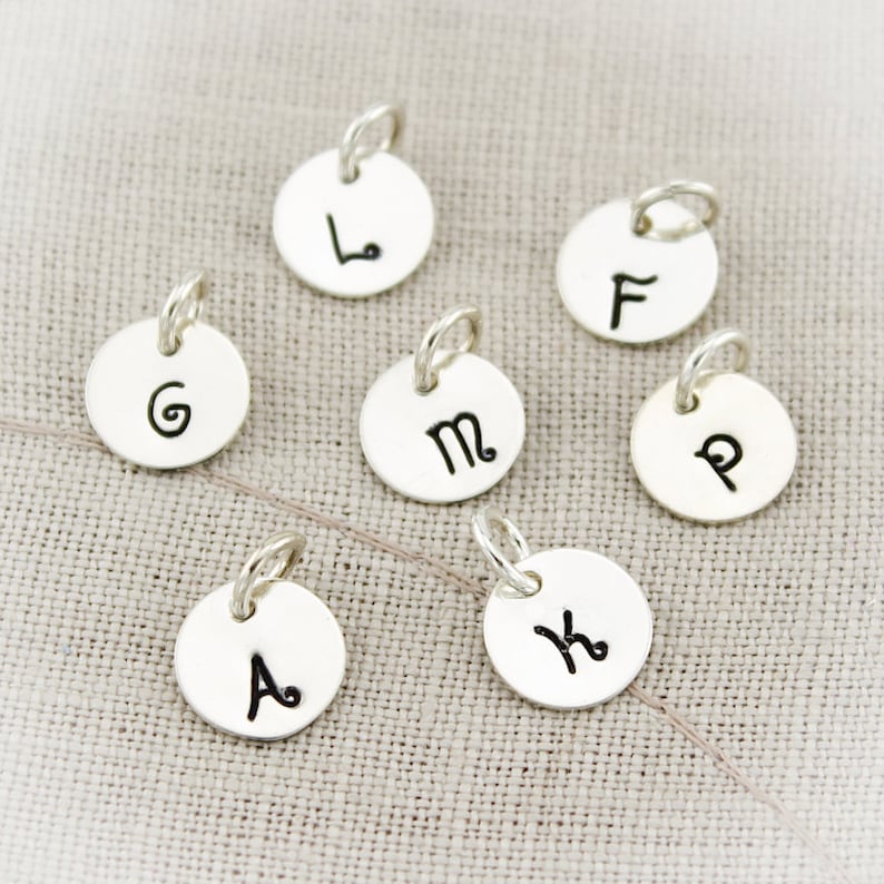 Hand Stamped Personalized Sterling Silver Initial Charm Etsy