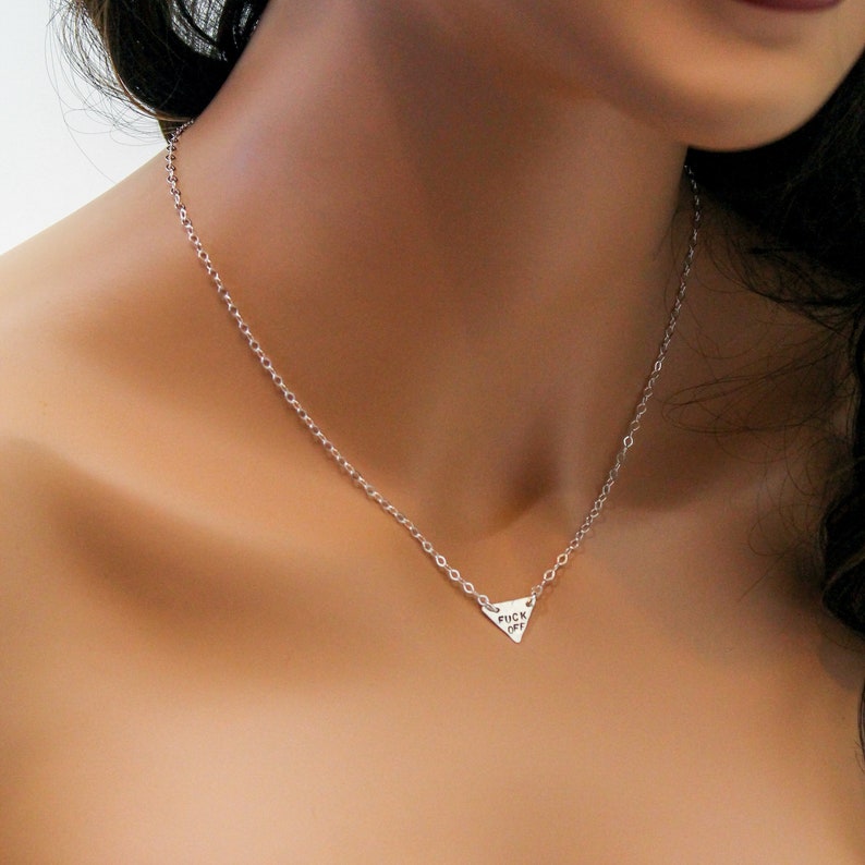 Curse Word Explicit Jewelry Happy AF Bar Necklace Hand Stamped Bar Necklace Happy AF Happy AF Necklace in Sterling Silver Gift for Her