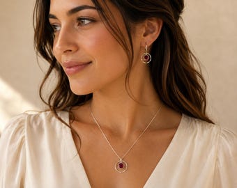 January Crystal Birthstone Necklace in Sterling Silver