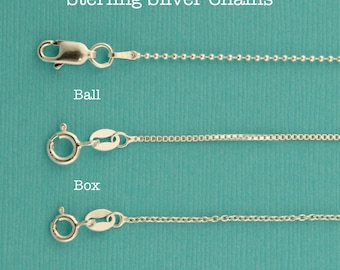 Sterling Silver Chains Add On Box, Ball or Link Chains