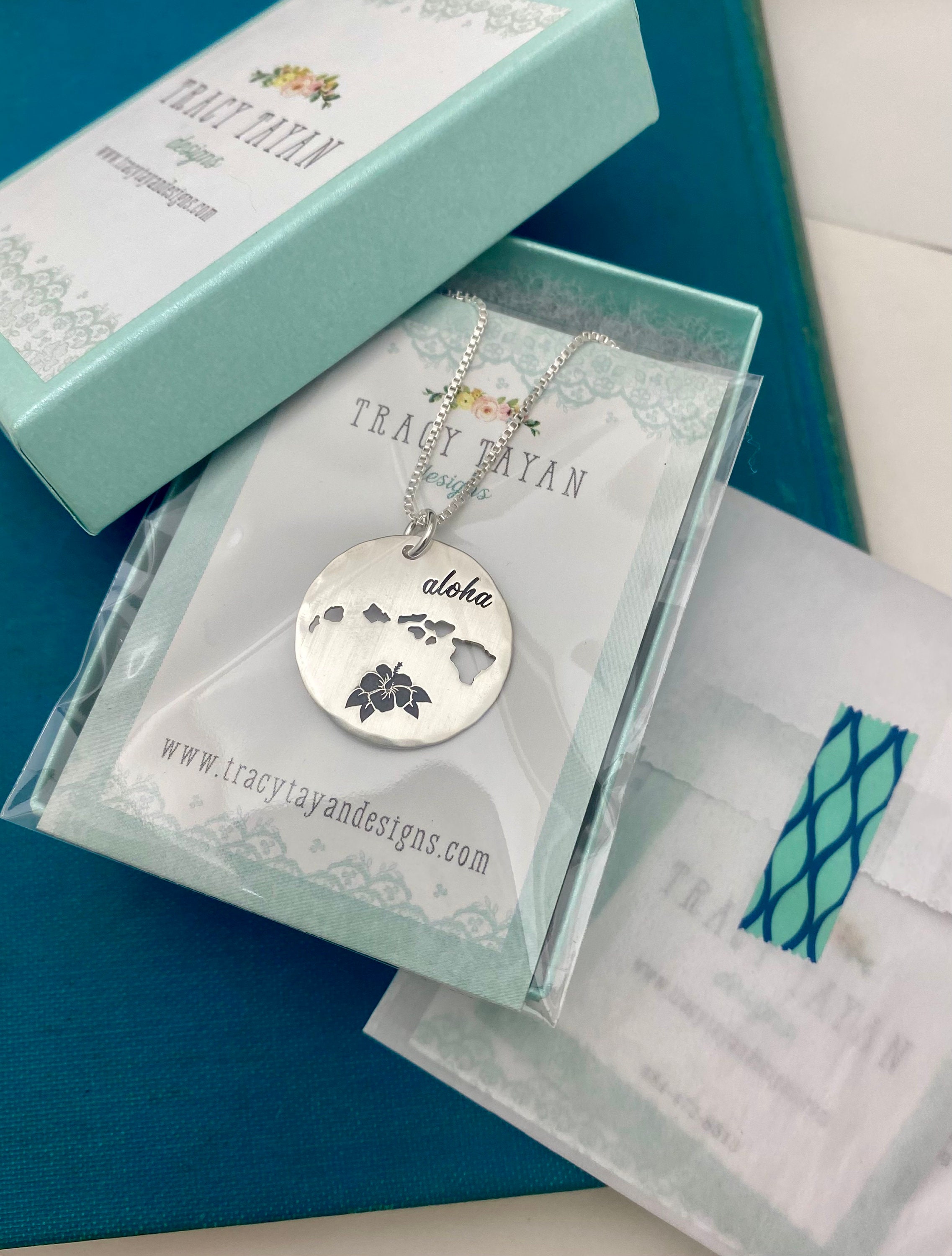 Sterling Silver Hawaii Aloha Necklace: Hibiscus Flower