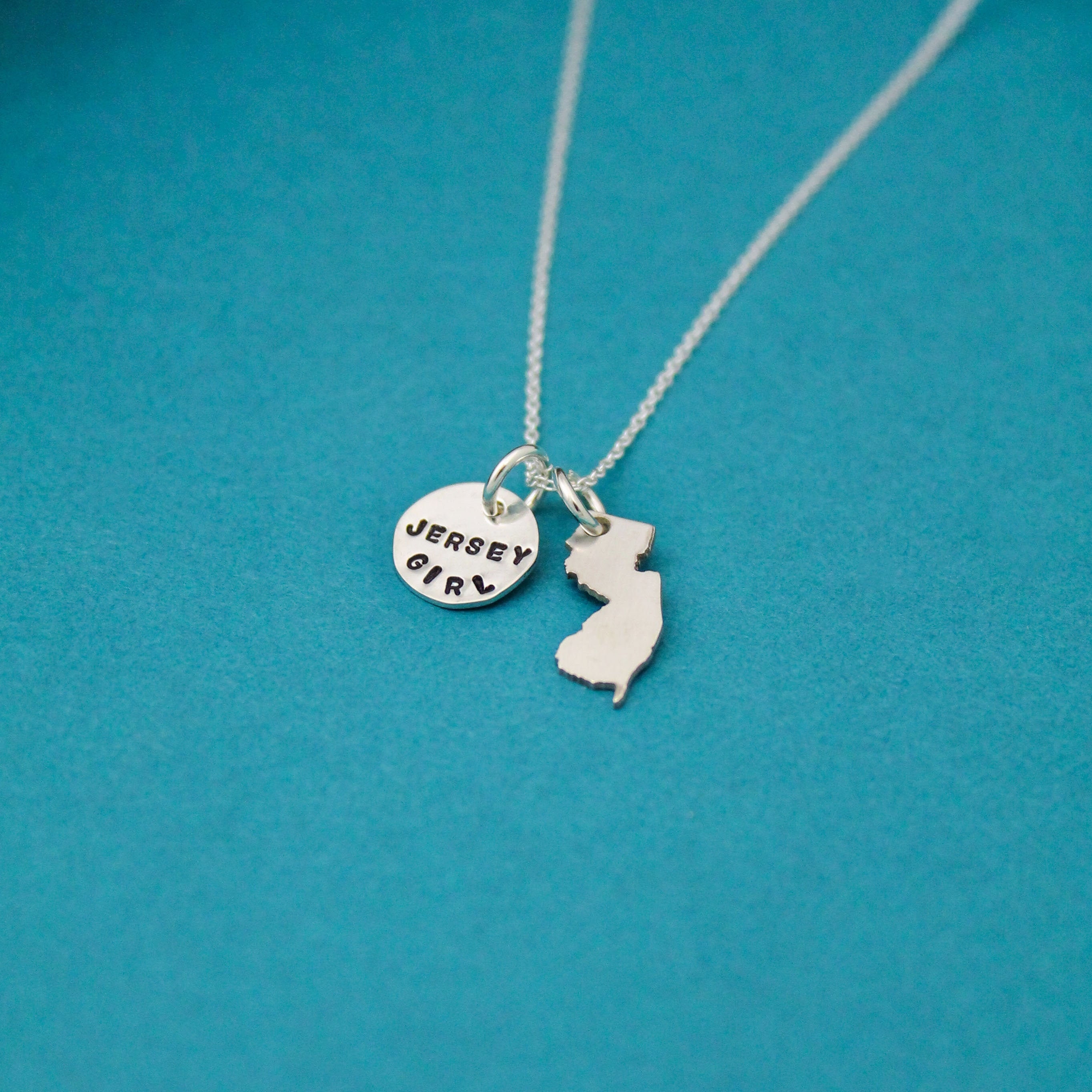 Jersey Girl Necklace in Sterling Silver New Jersey Necklace Jersey Girl Jewelry New Jersey State Jersey Shore Etsy