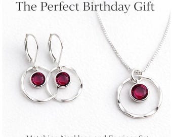January Crystal Birthstone Necklace in Sterling Silver