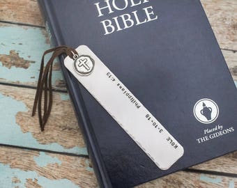 Personalized Cross Bookmark - Aluminum Religious Gift for First Communion & Confirmation Engraved Bible Page Marker