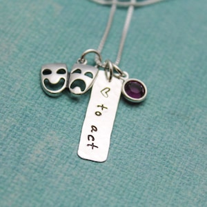 Love to Act Theater Actor Necklace, Personalized