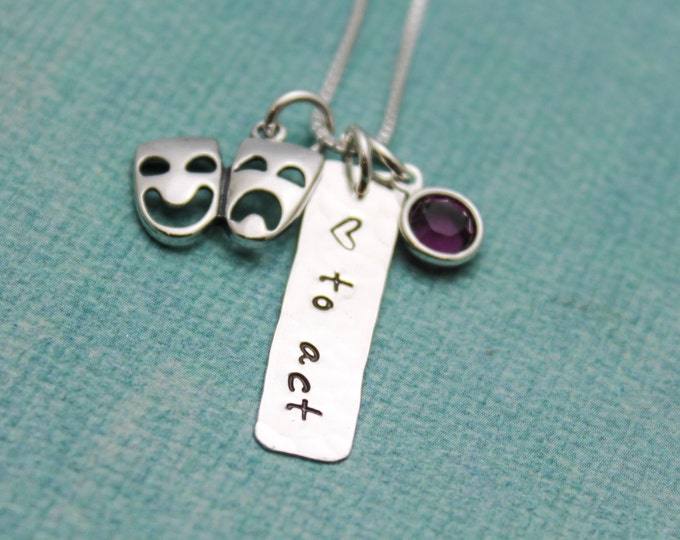 Love to Act Theater Actor Necklace, Personalized