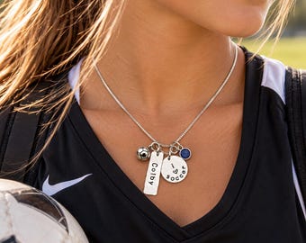 Personalized Soccer Necklace: Sterling Silver
