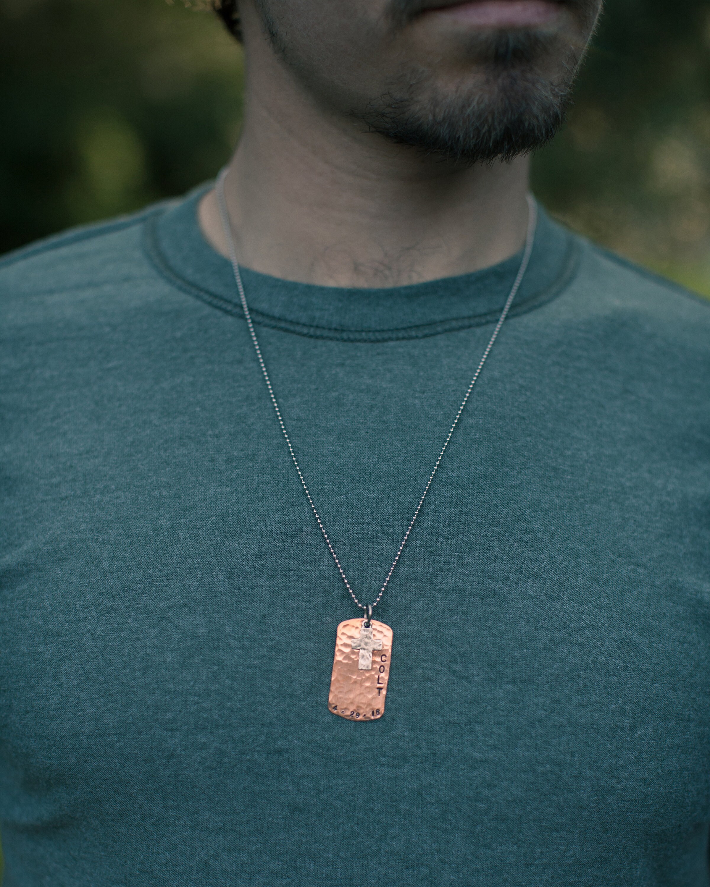 Boys Dog Tag Necklace Boys Copper Initial Dog Tag Jewelry Etsy