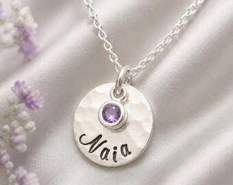 Amethyst Sterling Silver Necklace: Personalized February Birthstone Jewelry