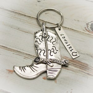 Cowgirl Cowboy Boot Keychain Purse Backpack Charm
