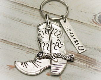 Cowgirl Cowboy Boot Keychain Purse Backpack Charm
