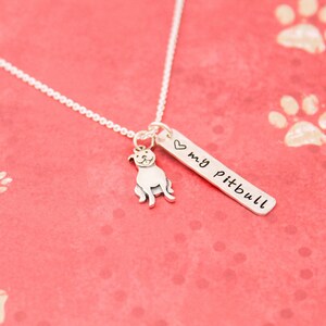 LOVE my PITBULL Necklace, Sterling Silver Pitbull Dog Necklace, Pitbull Lover Gift, New Pet Gift, Pitbull Jewelry, Hand Stamped Pitbull Gift