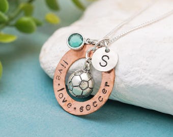 Personalisierte Fußballkette mit Geburtsstein, Geschenk für Fußballfans