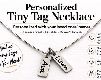 Engraved Stainless Steel Name Tags Necklace: Minimalist Jewelry