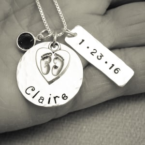 Personalized New Mommy Baby Feet Necklace