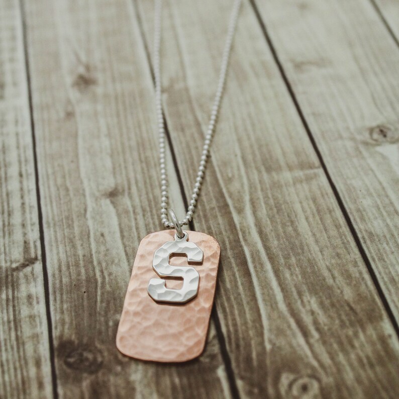 Boys Dog Tag Necklace Boys Copper Initial Dog Tag Jewelry Etsy