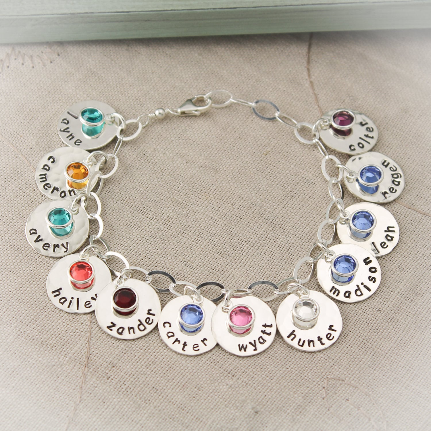 Personalized Mother Charm Bracelet with Birthstones Mommy | Etsy