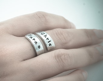 Personalized Wrap Ring - Hand Stamped Aluminum