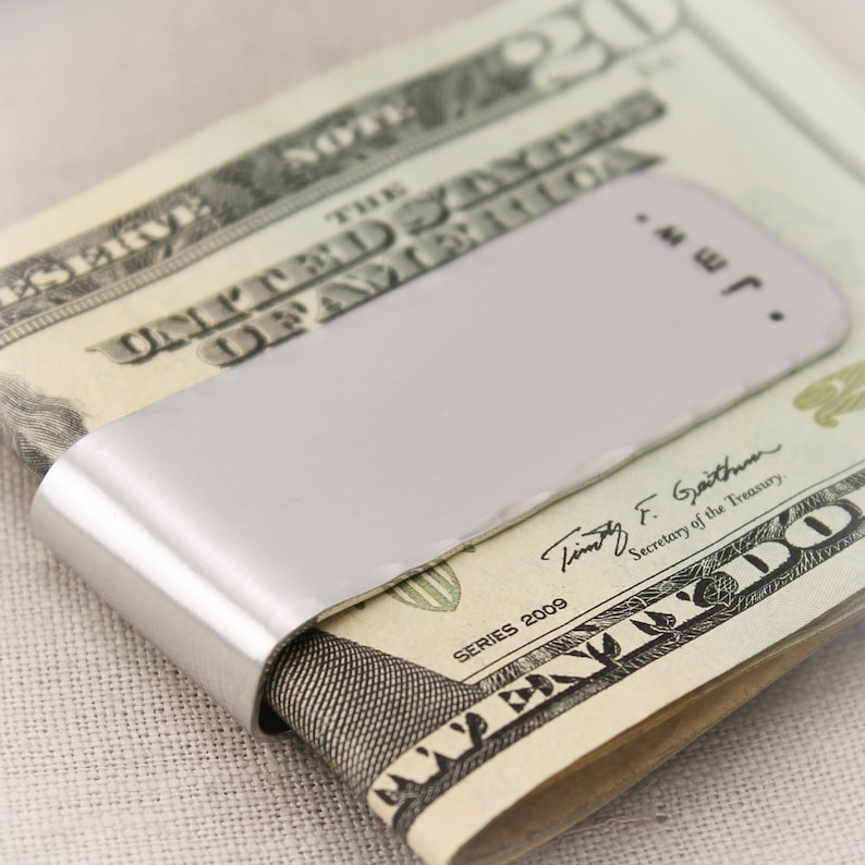 Men's Money Clip Aluminum Hand Stamped Personalized Groom Etsy