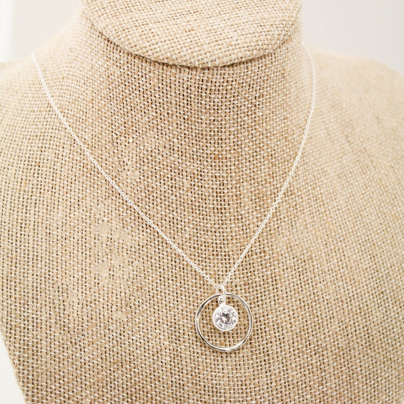 April Birthstone Necklace, Clear Quartz Jewelry, April Birthday Gift, April Birthstone Jewelry, April Quartz Necklace, Sterling Silver image 4