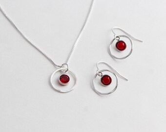 January Crystal Birthstone Necklace in Sterling Silver
