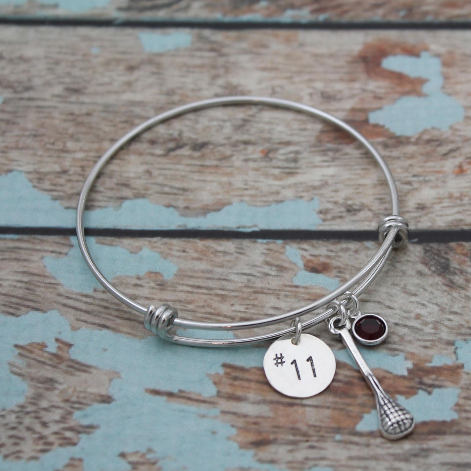Personalized Lacrosse Bangle, Lacrosse Bracelet, Lacrosse Team Jewelry