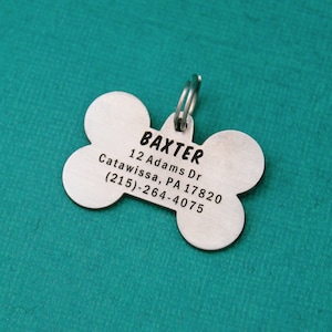 Personalized Bone Pet ID Tag: Custom Engraved Dog Collar Charm