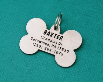 Personalized Bone Pet ID Tag: Custom Engraved Dog Collar Charm