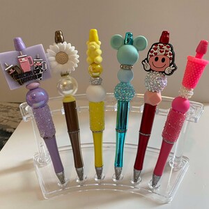 Caneta de tinta personalizada com contas - Canetas de contas de silicone - Canetas focais - Contas de silicone