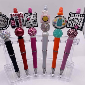 Custom Beaded Ink Pen - Sassy Pens - Silicone Beaded Pens - Focal Pens - Silicone Beads - Sassy Gifts - Sarcastic Gifts - Pens