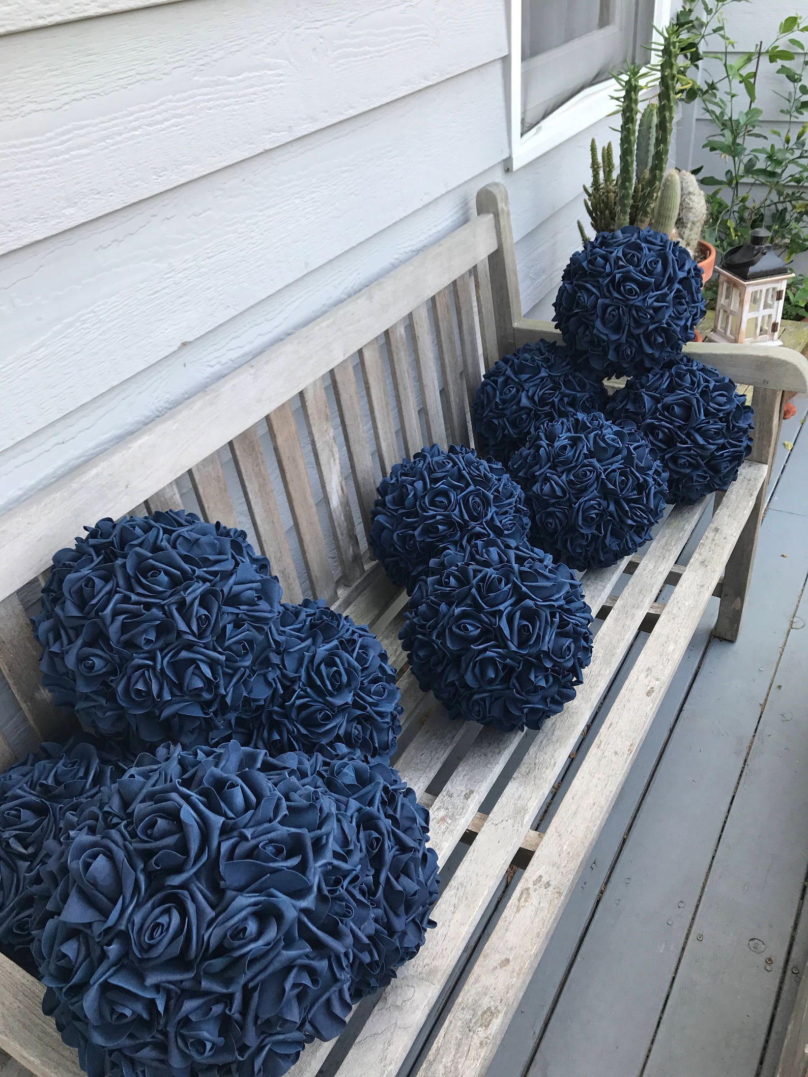 Navy Blue Kissing Ball Rose Pomander Tall Centerpiece Weddings Etsy
