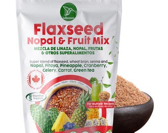 Ground Flaxseed and Fruit Mix, Pineapple and Nopal Flavor, Perfect For Beverages, Baking, Plant-Based Nutrition, Rich In Fiber, Omega-3.